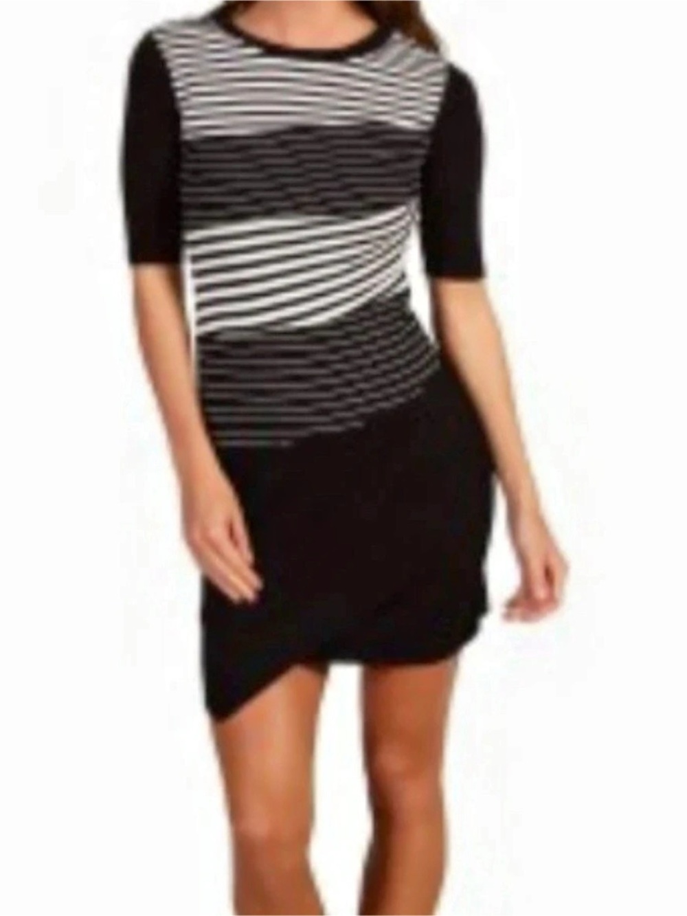 BCBGMAXAZRIA Striped Mini Dress in Black & White Like New